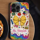 Teaching Is A Work Of Heart Pencil Bow And Apple - Personalized Clear Phone Case - TEACH098_PHC