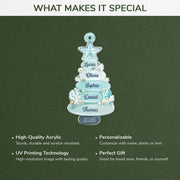 [3D Printing Effect] Personalised Family Gifts - Sea Glass Christmas Tree Acrylic Ornament