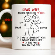Dear Wife Thanks For Being My Wife, Stick Figures And Hearts - Personalized Custom Coffee Mug - WIF059_MG