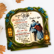 God Blessed The Broken Road That Led Me Straight To You - Personalized Custom 2-Layer Wood Plaque With Flat Base - WIF061_WPLA