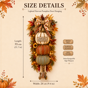 🏡ONLY DAY  60% OFF 🎃Lighted Stacked Pumpkin Fall Door Decor with 3 Seasonal Plaques