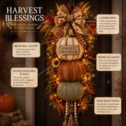 🏡ONLY DAY  60% OFF 🎃Lighted Stacked Pumpkin Fall Door Decor with 3 Seasonal Plaques