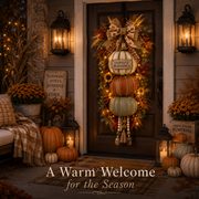 🏡ONLY DAY  60% OFF 🎃Lighted Stacked Pumpkin Fall Door Decor with 3 Seasonal Plaques