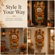 🏡ONLY DAY  60% OFF 🎃Lighted Stacked Pumpkin Fall Door Decor with 3 Seasonal Plaques